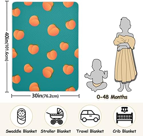 Swaddle Clance Peach Patement Porter портокалово овошје зелено памучно ќебе за новороденчиња, примање ќебе, лесен меко висино ќебе за креветчето,