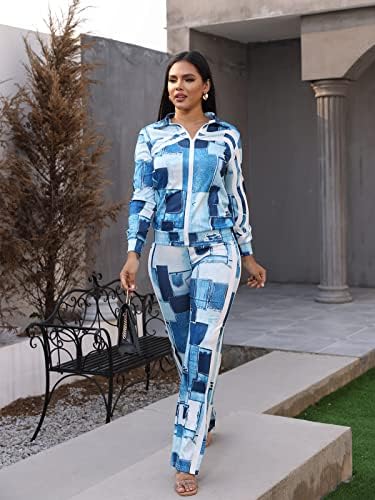 Adogirl omensенски облека со две парчиња облека со патент на долги ракави џогирање weat костуми што одговараат на џогер долги панталони