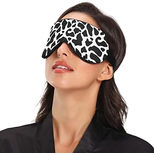 Унисекс спиење маска за очи, крава-точка-кожа-печатење ноќна маска за спиење удобно покритие за сенка на очите