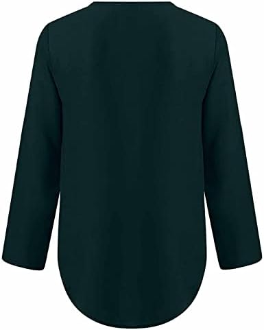 Leceенски лето лето плус големина маица патент z-врат со долга ракав Туника врвови обични лабави блузи 2023 модна облека