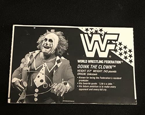 Doink The Clown 1993 Hasbro борење фигура потпишана автограмирана био -картичка - фигурини за борење