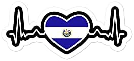 Ел Салвадор знаме налепница на срцето налепница на срцето пулс линија ЕКГ Салвадорн гордост патриотски налепници за patидари налепници