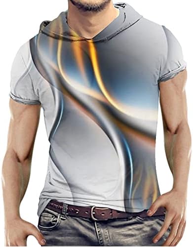 Копачка маица за мажи 2023 година лесна теретана маичка пулвер качулка лето печатено лабава лабава кратка ракав качулка врвови на
