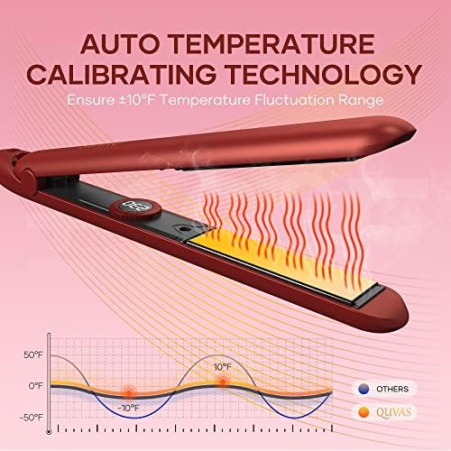 Quvas Flat Iron Cartener и Curler 2 во 1 со 26 брзини прилагодување на температурата и брзо загревање, 1 инчен професионален салон