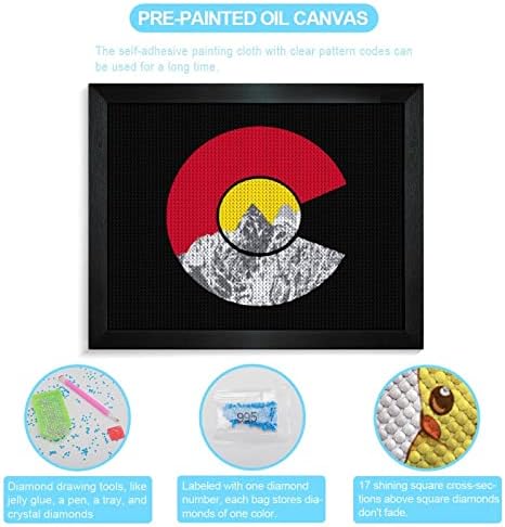 Колорадо знамето мутаин дијамантски комплети за сликање на слики со слика 5д DIY целосна вежба Rhinestone Arts Wallиден декор за возрасни Блеквуд 50 * 40см