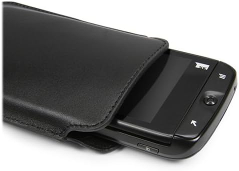 Boxwave Case компатибилен со Alcatel Smartflip - Оригинална кожа торбичка, тенок вистински кожен луксузен џеб за лесна категорија