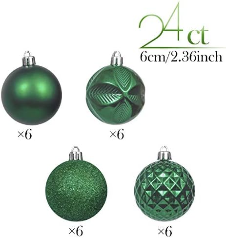 Valery Madelyn 24ct 60 mm Традиционални зелени божиќни украси за божиќни декор, распрскувани украси за новогодишна елка за Божиќна декорација