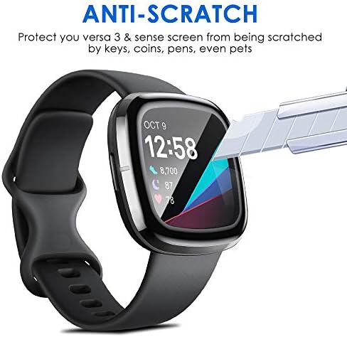 Ливин (4-пакувани заштитници на 3D екран компатибилен со Fitbit Sense/Versa 3, Заштитен заштитник за заштитен екран за заштита на екранот