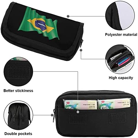 Случај со молив во Бразил знаме, двојно поштенско пенкало торба со голем капацитет држач за канцелариски материјал за домашна