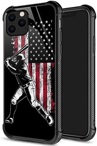 Iphone 13 Случај, бејзбол знаме iPhone 13 Случај За Момчиња Мажи [Анти-Гребење] Шема Дизајн Покритие Органско Стакло Случај за iPhone 13 6.1-инчен