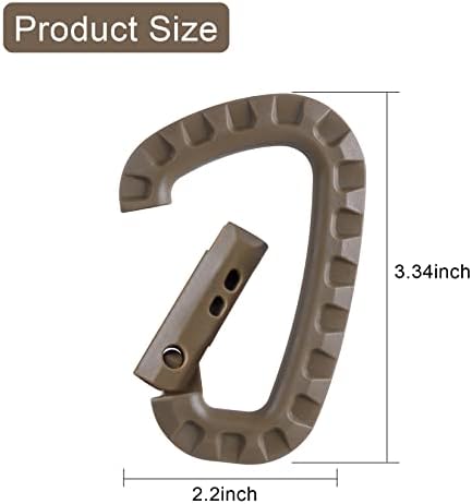 Тактички карабинер за клучеви -12 пакуваат тврди полимерни карабини D прстени со мала тежина пролетна опрема за клип алатка за алатка