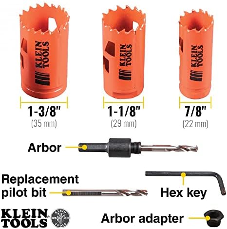 Klein Tools 32905 Electrical's Doad Saw Saw со Arbor за сечење челик, drywall, таванска плочка, дрво, пластика, 5-парчиња