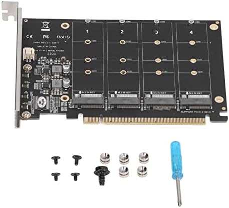 M. 2 NVME SSD На Pcie X16 Адаптер, Pcb Материјал DC Моќ Чип Стабилна Работа PCIE X16 Експанзија Картичка Со Завртки За Компјутери