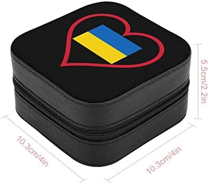 Loveубов украински црвено срце Премиум за жени Премиум патувања со мали накит за кутија за складирање на ѓердан за складирање мини дисплеј