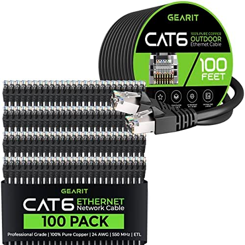 GearIT 100Pack 2ft Cat6 Етернет Кабел &засилувач; 100ft Cat6 Кабел