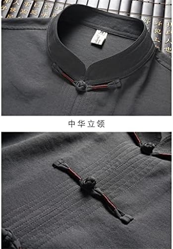 ДХТДВД машка постелнина во кинески стил лето средовечна и постара машка памук и постелнина кинески стил ретро ханфу