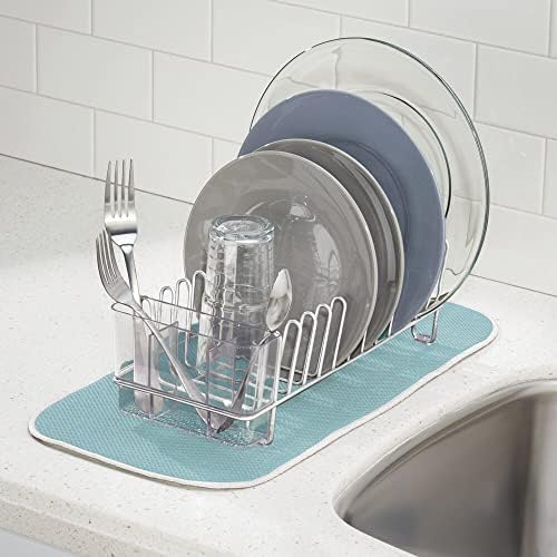 Mdesign Compact Compact модерна решетка за сушење на садови со отстранлив фиока за прибор за јадење, Caddy - Drienger, сад за садови