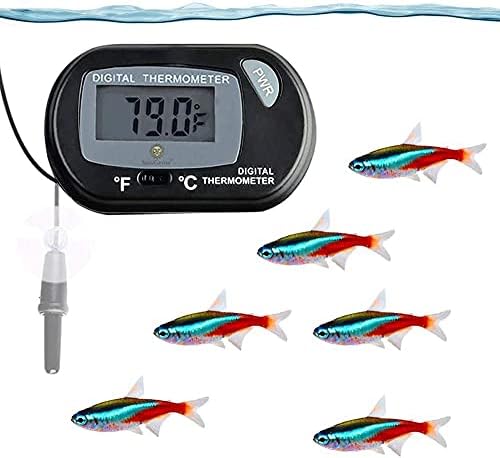 Sungrow Digital Betta термометар за тропски аквариум риба, 1,5 ”x 2,3”, 4 чаши за вшмукување и 2 батерии вклучени, 2 парчиња по пакување