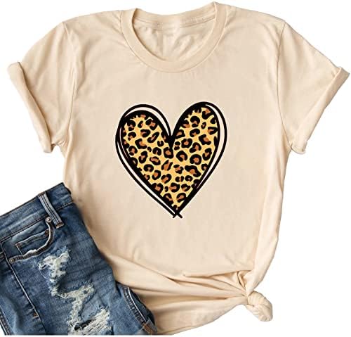 Дахуија леопард ден на вinesубените Ден на џемпери женски симпатични loveубовни срцеви кошули Вејди кошула