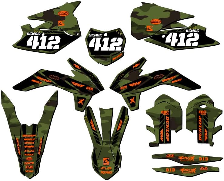 2013-2014 Sx Apache Green Senge Графика Комплетен Комплет Со Rider I. D. Компатибилен Со KTM