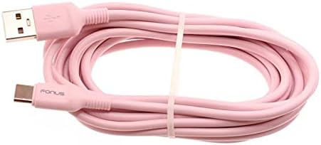 10ft долг USB -C кабел за розови полнач за полнач на розови жица Тип -C Брзо полнење компатибилен со OnePlus 9-9 Pro - Nord