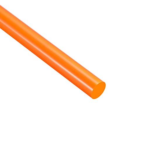 Акрилна тркалезна шипка Uxcell, портокалова, должина од 1/4 со дијаметар 18-1/8, цврста пластична PMMA лента за шипка 3 парчиња