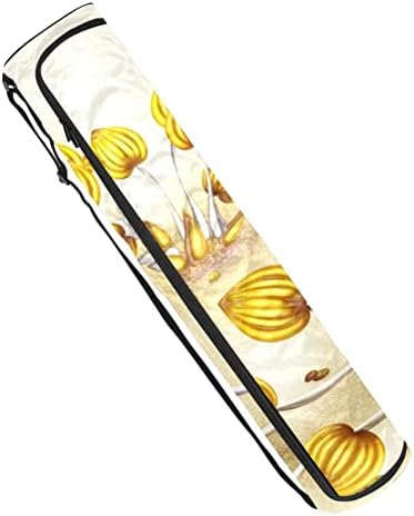 Златен цвет печатење јога мат торби со целосна зипска торба за носење за жени, вежбање јога мат носач со прилагодлива лента