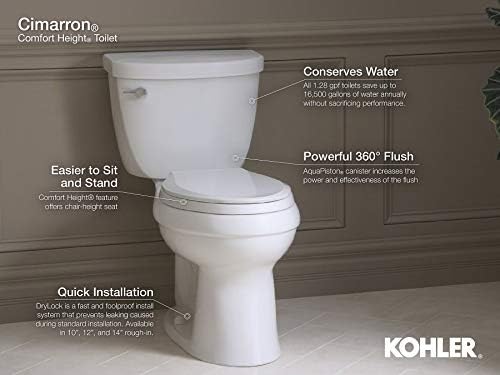 Kohler K-4421-G9 Cimarron 1,28 GPF класа Шест резервоар за тоалет, песочна лента