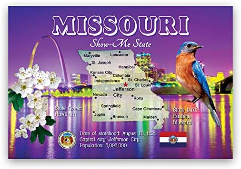 Сет на разгледници на мапи во Мисури од 20 идентични разгледници. MO државни картички за мапи. Направено во САД.