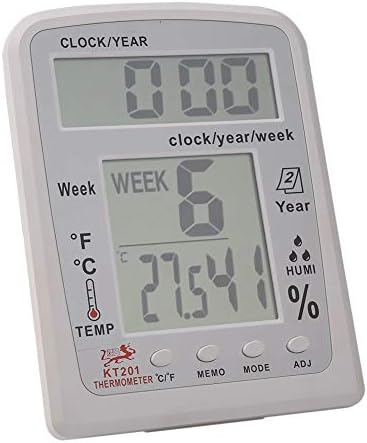 WSSBK KT201 Дигитален LCD термометар хигрометар Електронски температурен мерач на влажност Метеоролошка станица Внатрешен часовник