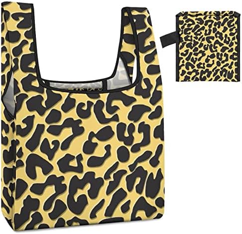 Црн и жолт леопард печати склопувачки торби за купување Траги за модни намирници што можат да се користат за еднократно торба за