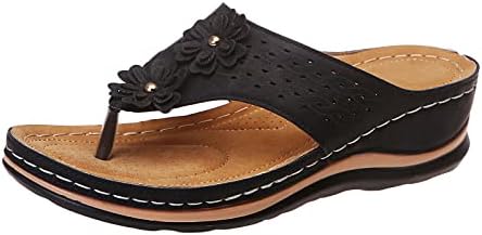 Guangyuan Roman Sandals Womenените чипкаат плетенка кожни чевли плажа ортотични велкро дише клин од сандали сандал за патувања со флип