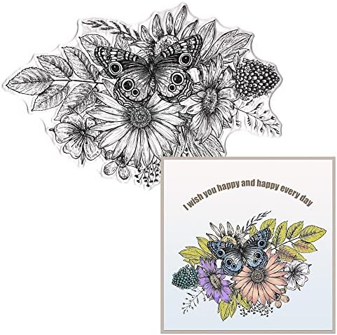 Алибон пролетен цвет позадина јасни марки за правење картички и украси за албуми со фотографии, пеперутка на цвеќиња остава сценографии