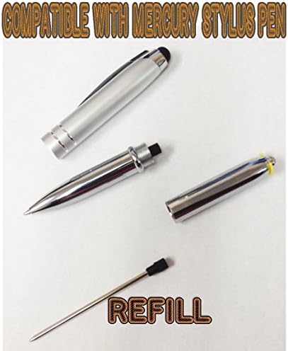 Сипен-стилус пенкало црно мастило за полнење за 3 во 1 мултифункционално капацитивно метално пенкало за топка со столбови со предводена