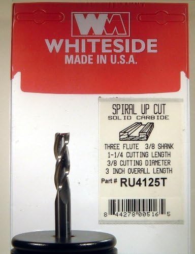 Белиот рутер битови RU4125T Стандарден спирален бит со намален цврст карбид 3/8-инчен дијаметар на сечење и должина на сечење