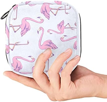 Пинк Фламинго санитарна торба за чување салфетка за салфетка, преносен период, торбички торбички за период за менструална чаша со патент санитарна