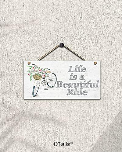 Lifeивотот е прекрасно возење ретро дрвен јавен декоративен знак за виси за домашна врата гроздобер wallидни плакети декорација