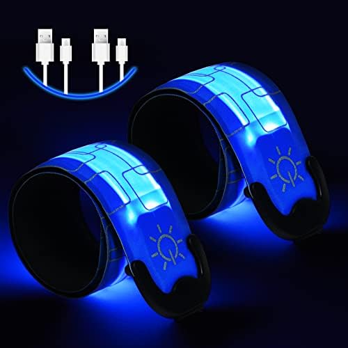 Aucuu осветли Armband LED шлаканица за безбедност на шлаканица за деца ноќно одење, LED сјајно магично каиш за трчање, возење велосипед, џогирање