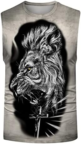 Zddo Mens Soldier маички без ракави, летни улични 3D тигар лав пламен печатење резервоарот врвови тренингот на мускулите, обични
