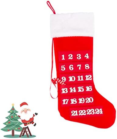 PRETYZOOM Календар Партија Ханинг Виси Празник Прозорец Чувствува Црвена DIY Да Камин Одбројување Чорап Firplace Деца Божиќ Доаѓањето Продавница