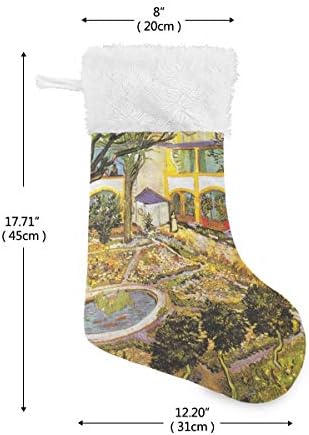 Пимилагу Ван Гог е дворот на болницата во Арлес Божиќни чорапи 1 пакет 17,7 , виси чорапи за Божиќна декорација