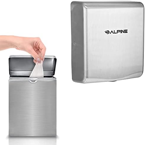 Алпски санитарна салфетка салфетка и алпски индустрии врба со голема брзина 120V комерцијален пакет за фен за раце