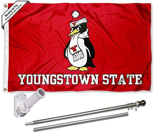 Лого на YSU Penguins Лого на отворено знаме и пакет за монтирање на држачи за заграда