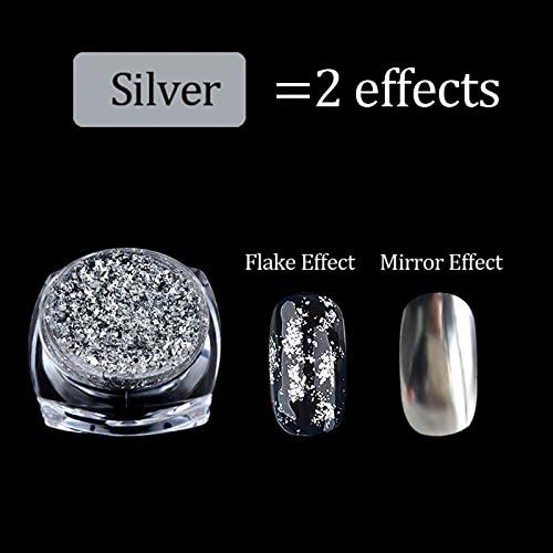 2 кутии злато сребрена сјајна алуминиумски снегулки магично огледало Ефект на нокти Оптичка фолија Холографски сјај за сјај за нокти