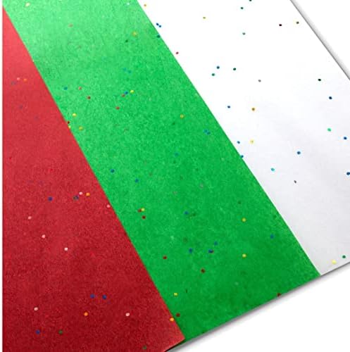 Божиќна Ткивна Хартија За Торби За Подароци 50 Листови | Црвени Зелени И Бели Божиќни Чаршафи-Блескава Шарена Сјајна Хартија За Завиткување