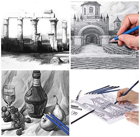 Комплети за цртање на acrакрија и скици, комплети за цртање на уметност од Премиум 33 парчиња вклучуваат графитни моливи, стапчиња
