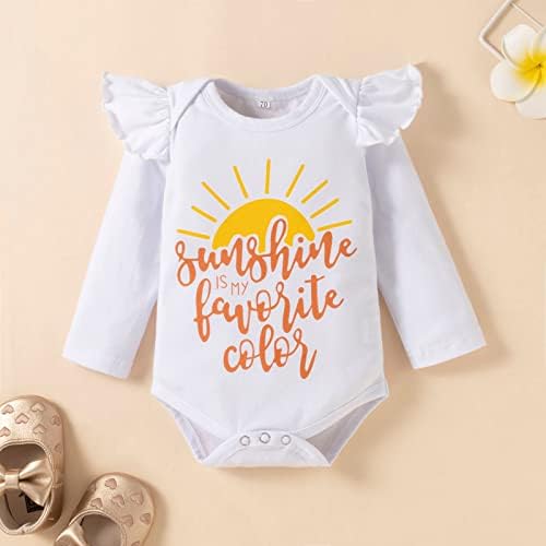 Новорова облека за девојчиња за новороденчиња постави сонце печати ромпер каросерија, распрскувач, панталони, долги ракави 2