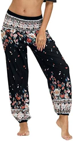 Alvey Women'sенски бохо хипи хареми јога панталони со џебови салон џогери панталони
