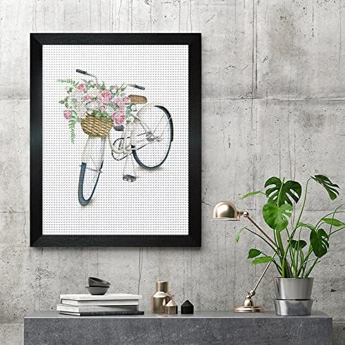 Бел велосипед цвет 5д DIY вежба Дијамантски комплети за сликање Кристал вез wallид што виси уметност со рамка за декорација на домашна