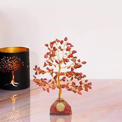 Црвено Јаспер дрво - Кристално дрво - Дрво од кристали Пари - Дрво од скапоцен камен - Дрво на живот Декор - Енергетски камења - Кристално